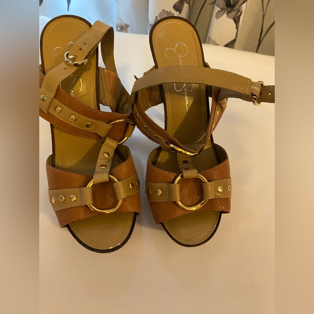 Jessica Simpson Brown High Heel Platform Sandals Size 6.5